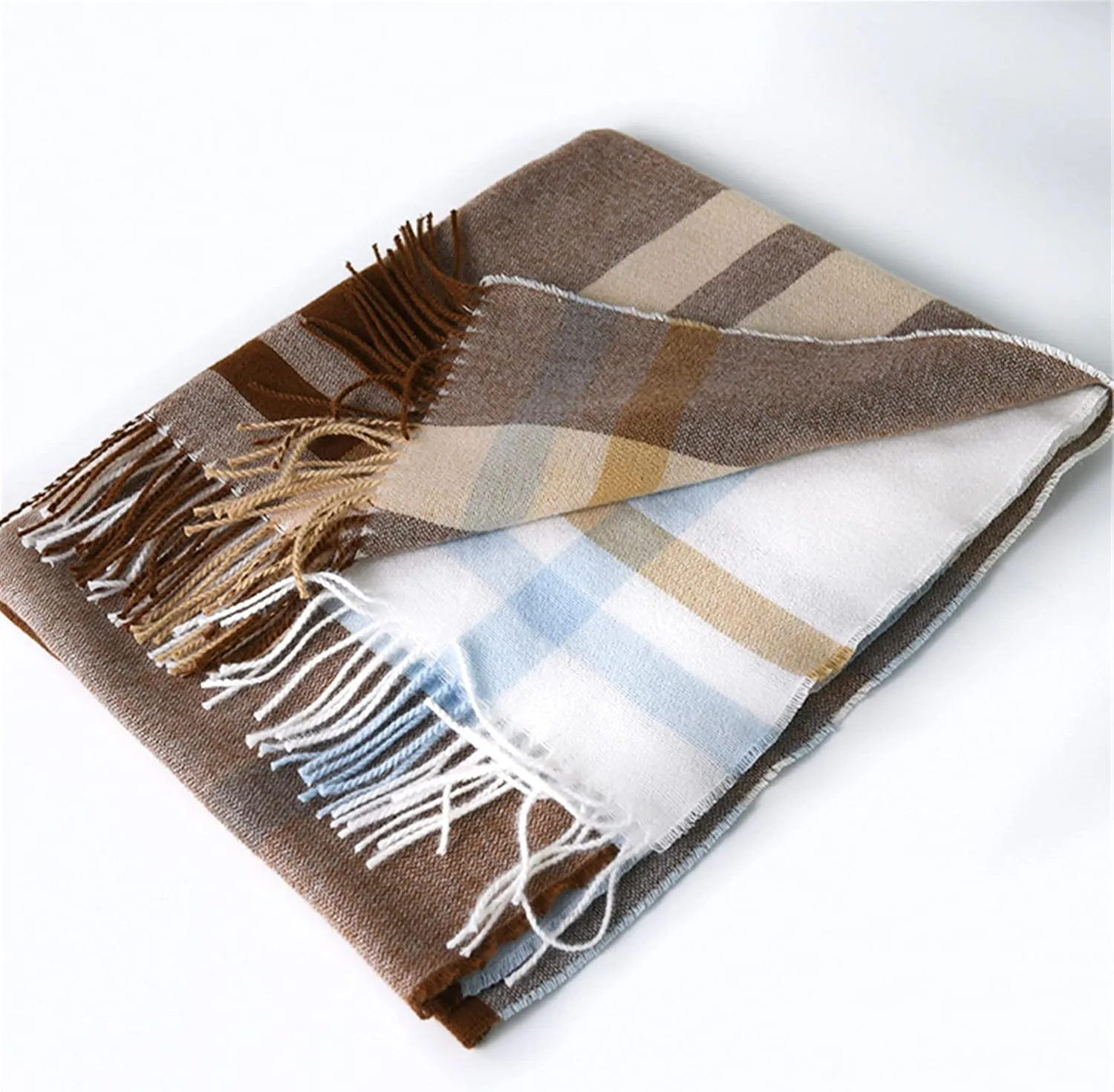 Alidamo Winter Scarf Cashmere Feel Wool Tassel Pashmina Shawl Soft Scarves Tie-dyed& Plaid Solid Colors