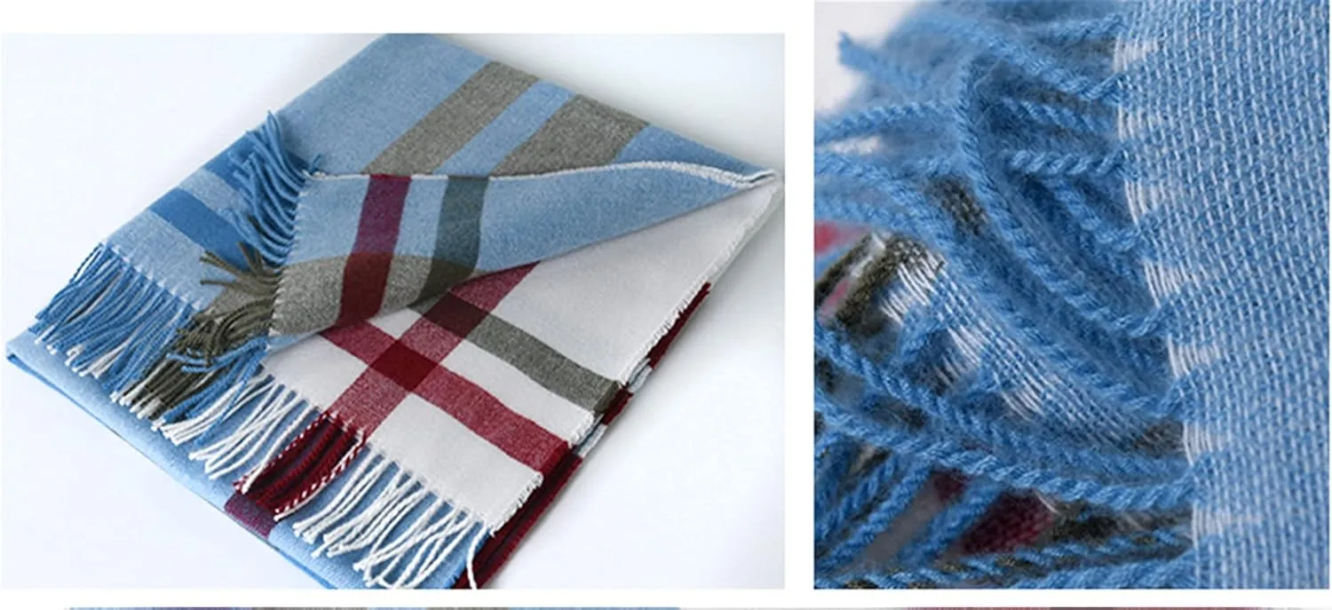 Alidamo Winter Scarf Cashmere Feel Wool Tassel Pashmina Shawl Soft Scarves Tie-dyed& Plaid Solid Colors