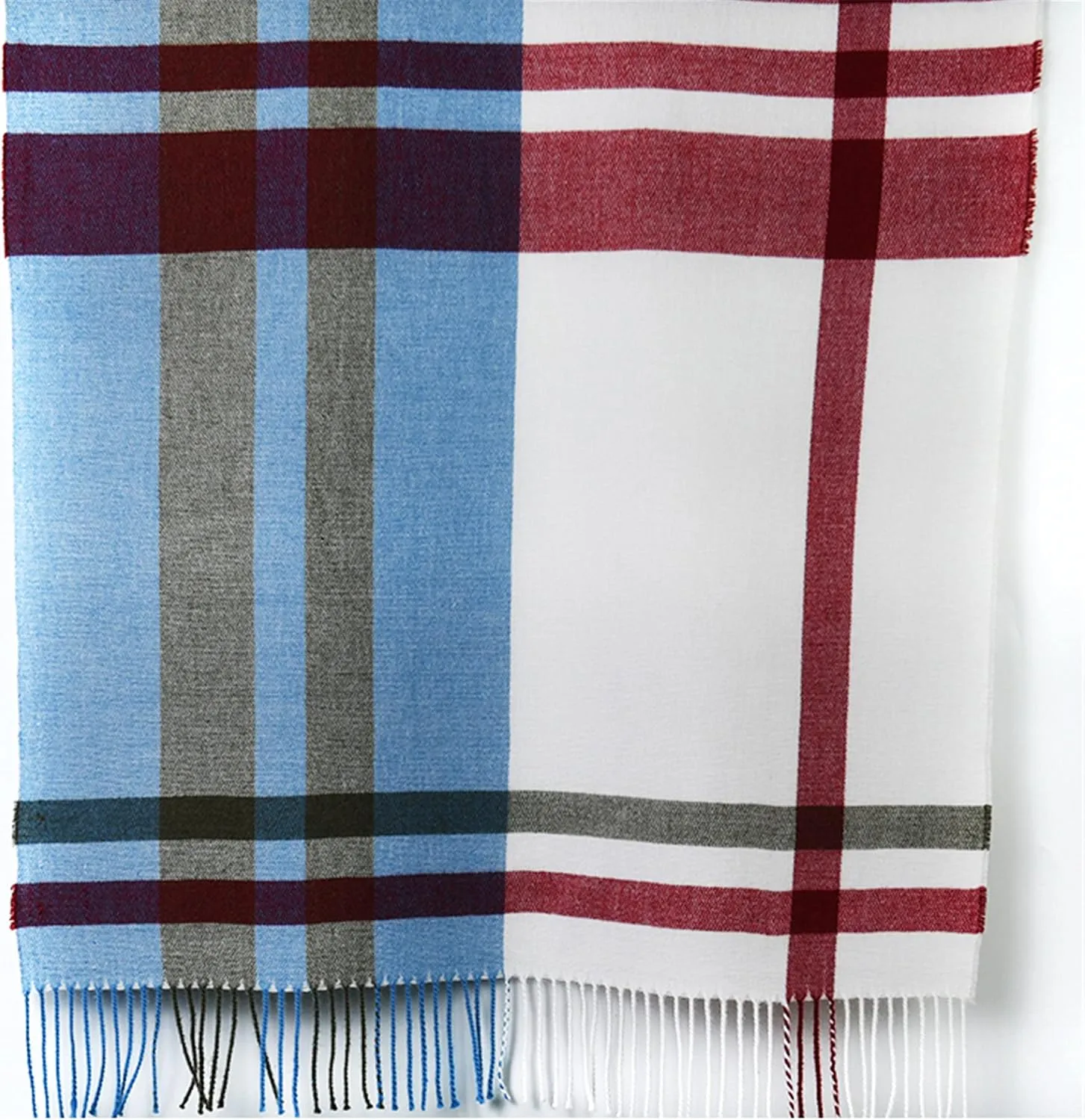 Alidamo Winter Scarf Cashmere Feel Wool Tassel Pashmina Shawl Soft Scarves Tie-dyed& Plaid Solid Colors