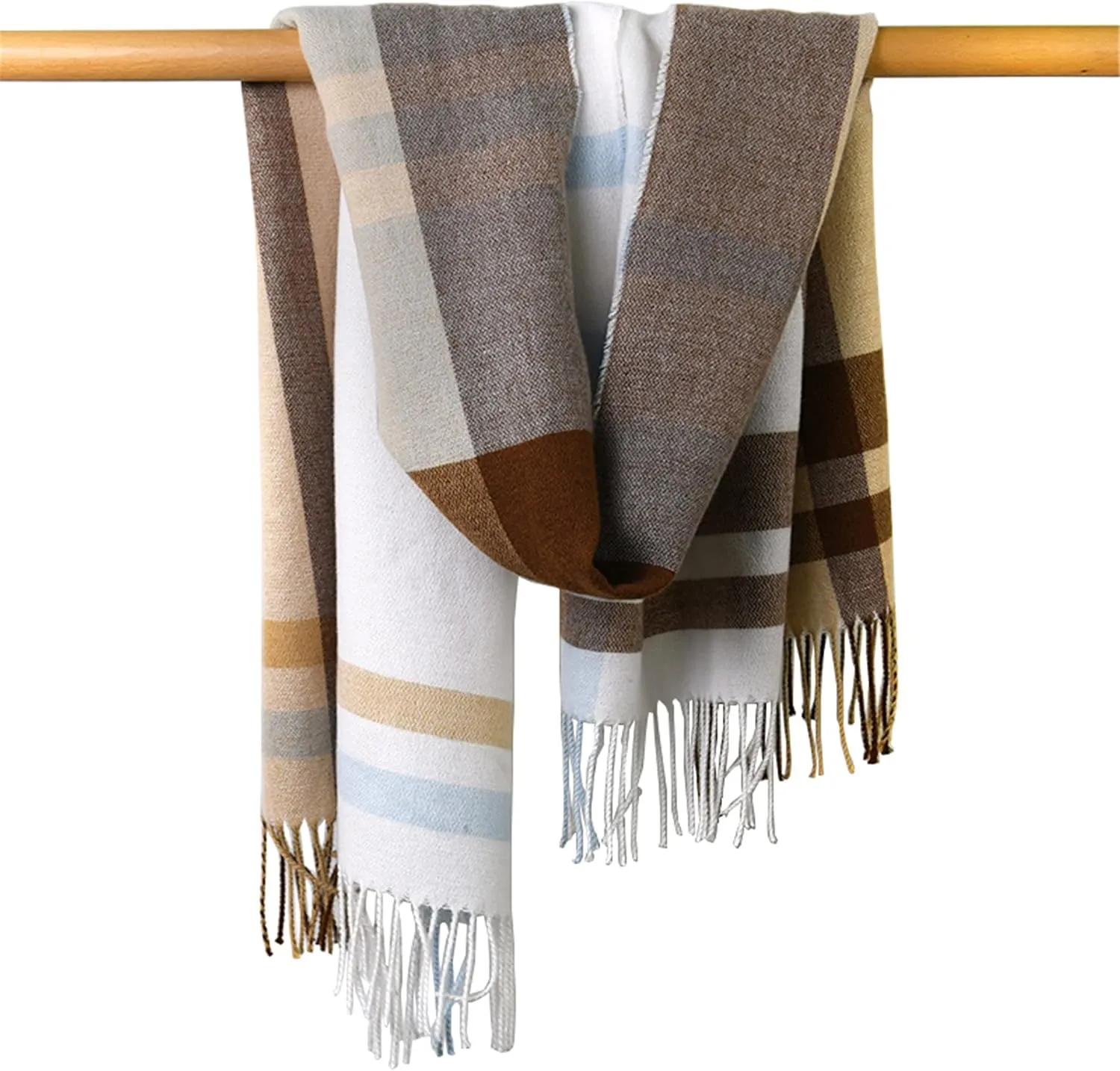 Alidamo Winter Scarf Cashmere Feel Wool Tassel Pashmina Shawl Soft Scarves Tie-dyed& Plaid Solid Colors