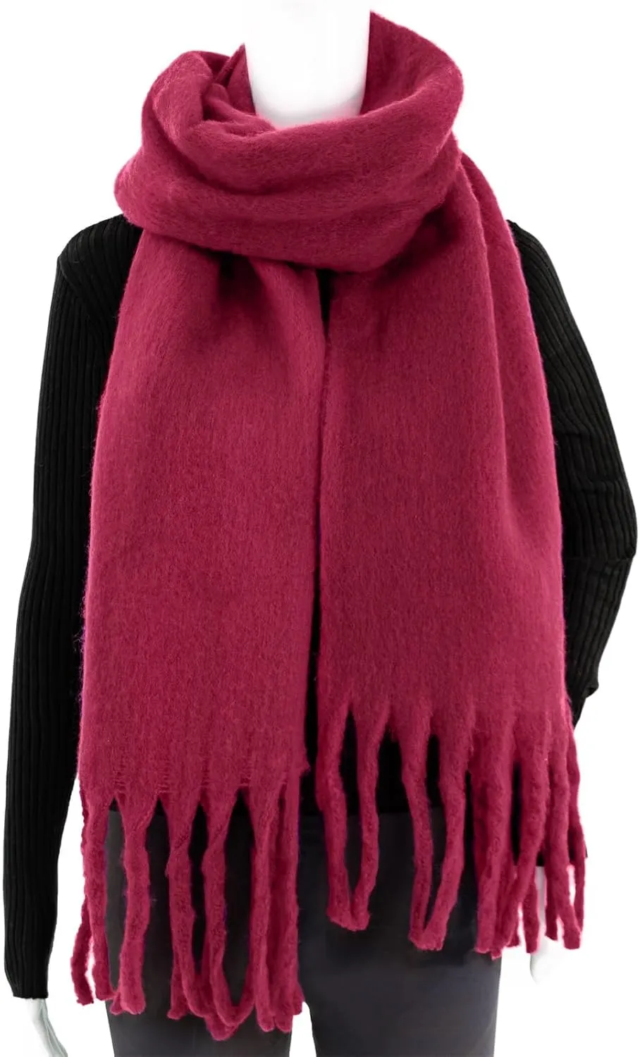 AUSEKALY Women's Scarf Big Colorful Thick Blanket Wrap Winter Oversized Warm Chunky Scarves Solid