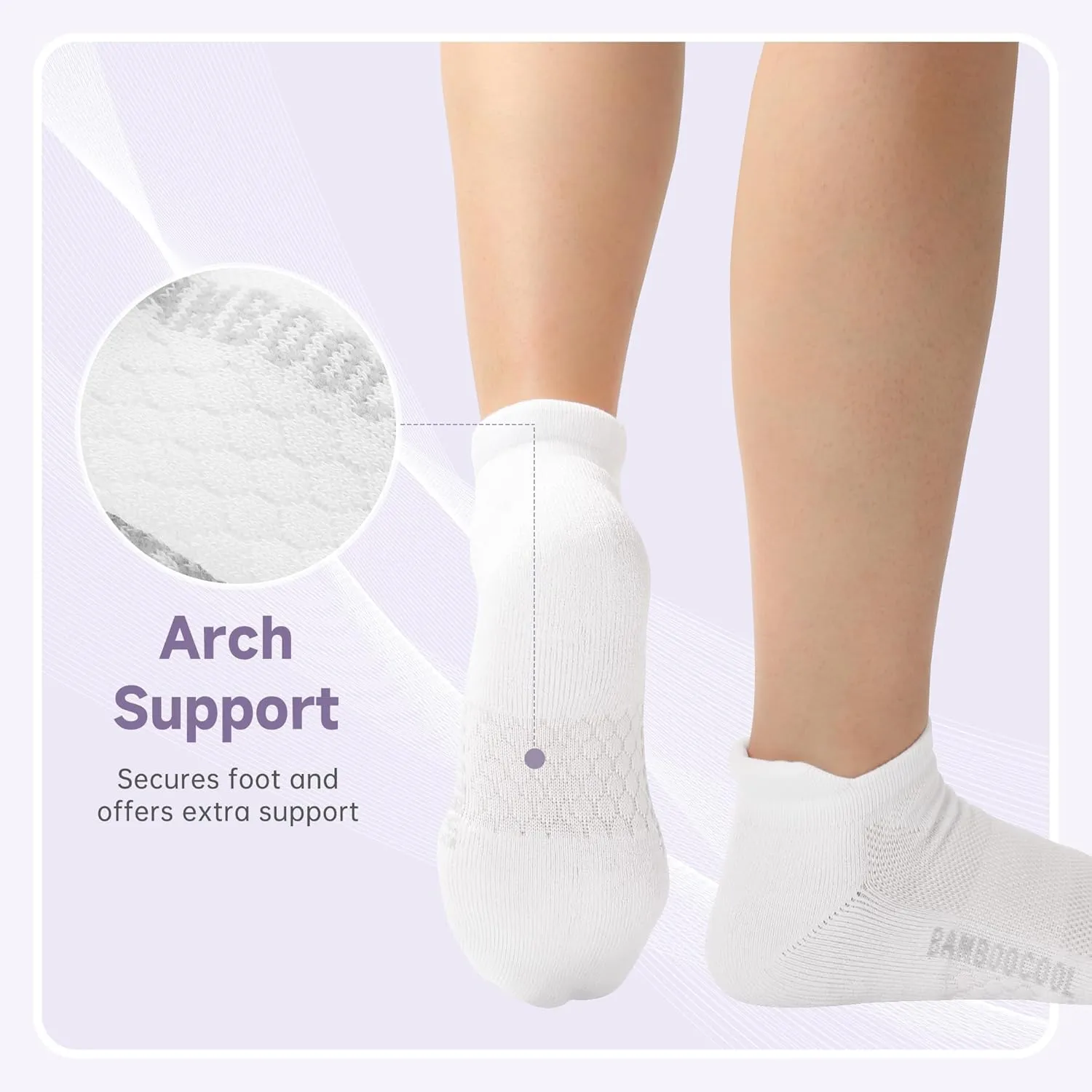 BAMBOO COOL Women's Ankle Athletic Running Socks Low Cut Socks For Ladies, Cushioned Breathable Comfort for Sports, 6 Pack