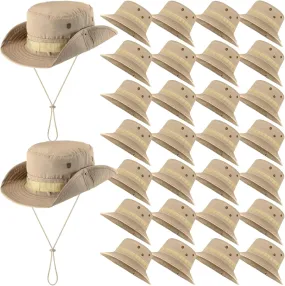 Berlune 30 Pcs Bucket Hat Bulk Wide Brim Boonie Hats Safari Fishing Hat Sun Hat with Chin Strap for Men Women Hiking Travel