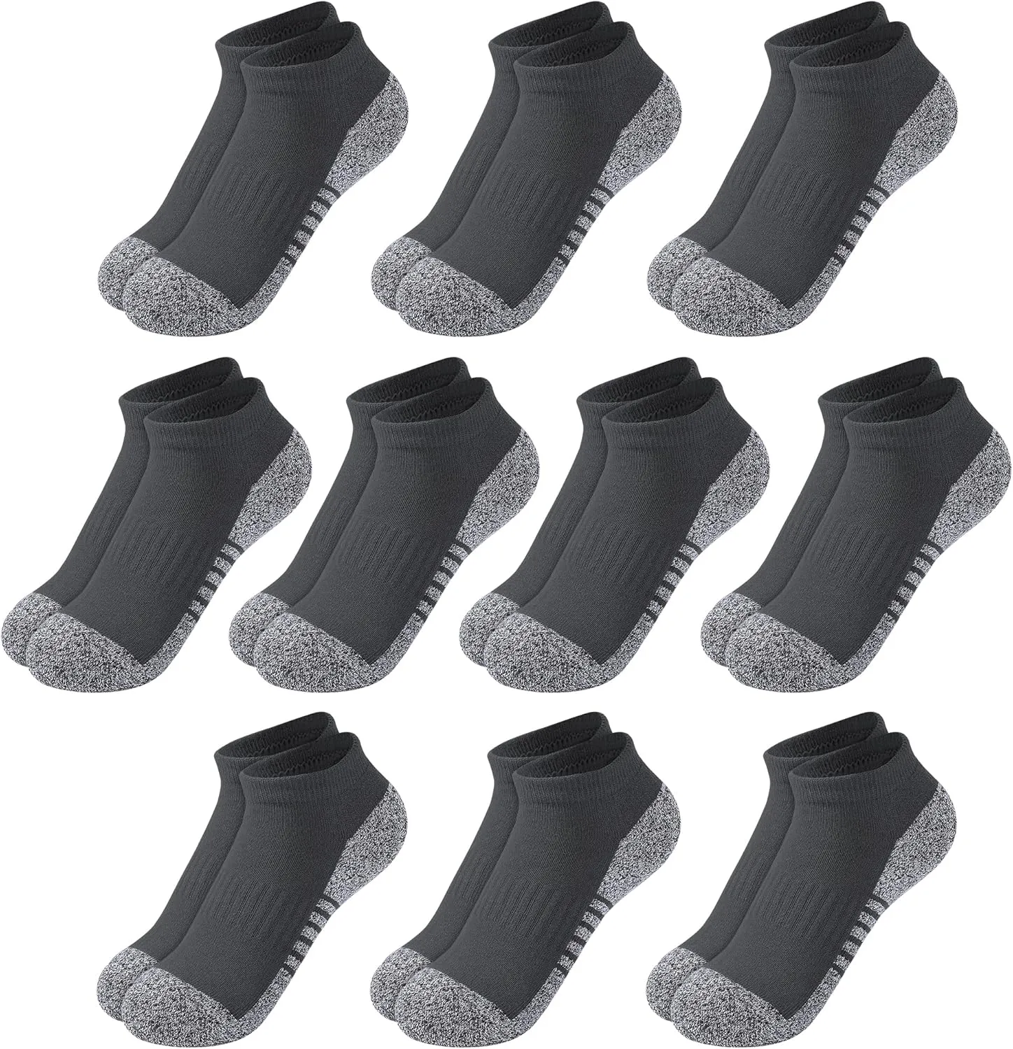 BOOPH 10 Pcs Kids Socks Girls Boys Low Cut Cushioned Compression Ankle Athletic Running Socks