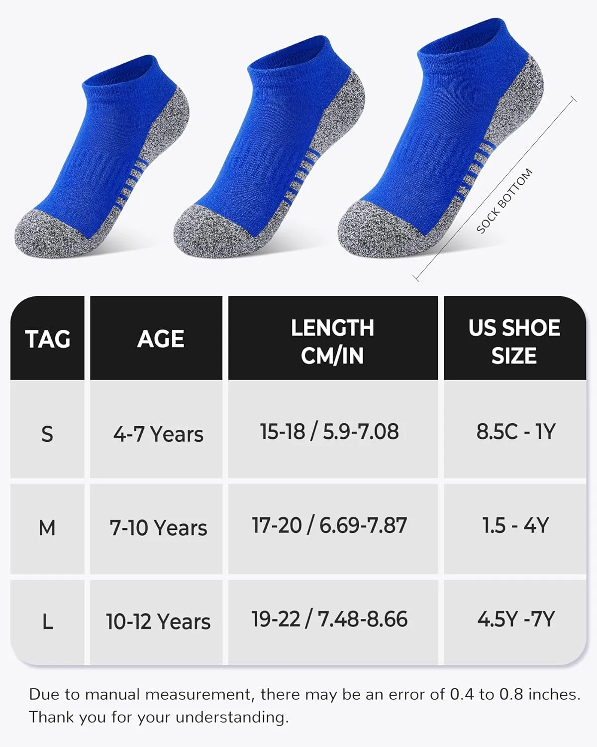 BOOPH 10 Pcs Kids Socks Girls Boys Low Cut Cushioned Compression Ankle Athletic Running Socks