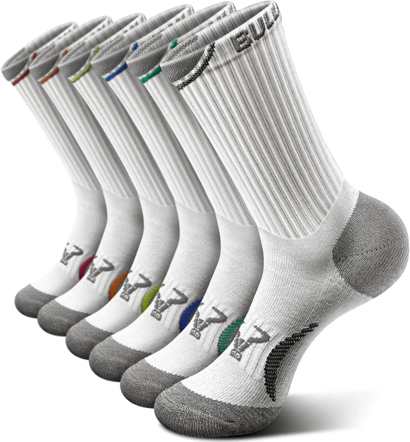 BULLIANT Men Compression Socks, Athletic Active Running Socks for Men Sports Hiking Fishing Cushioned Footbed Arch Support