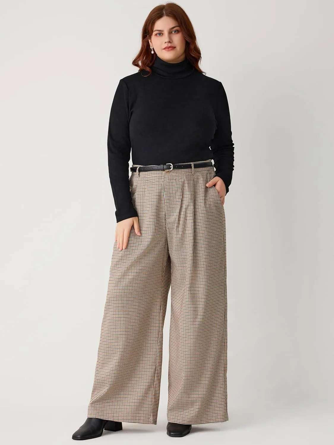 CIDER Women's Plus Size Mock Turtleneck Tops Long Sleeve Slim Fit Curve Fall Essentials T Shirts
