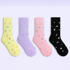 Cool Galactic Embroider High Ankle Socks