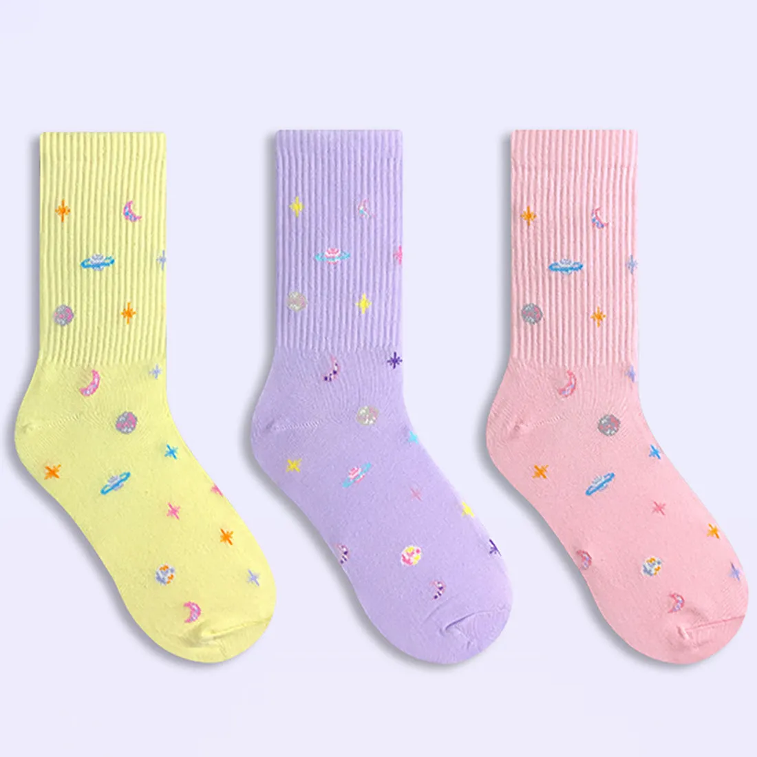 Cool Galactic Embroider High Ankle Socks