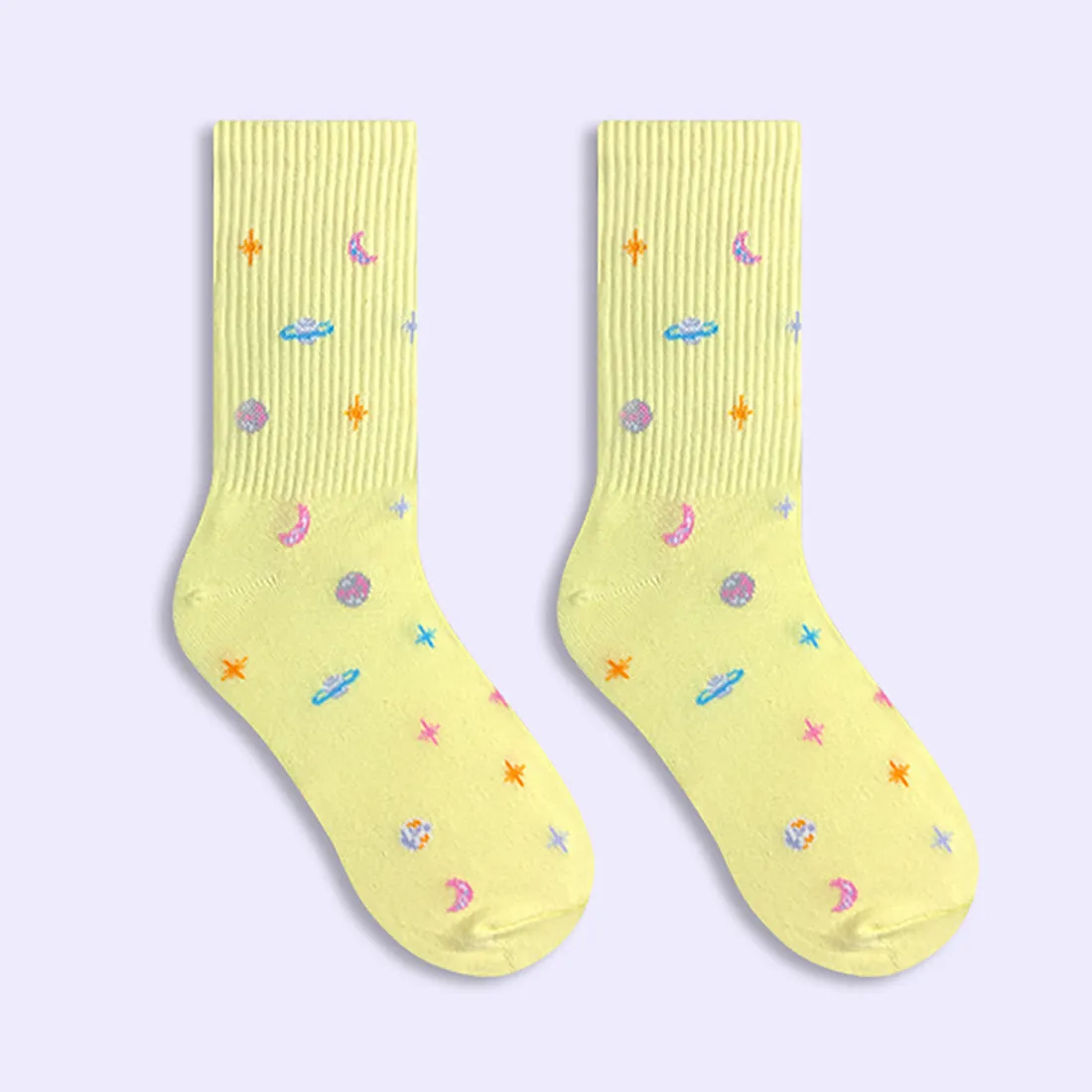 Cool Galactic Embroider High Ankle Socks