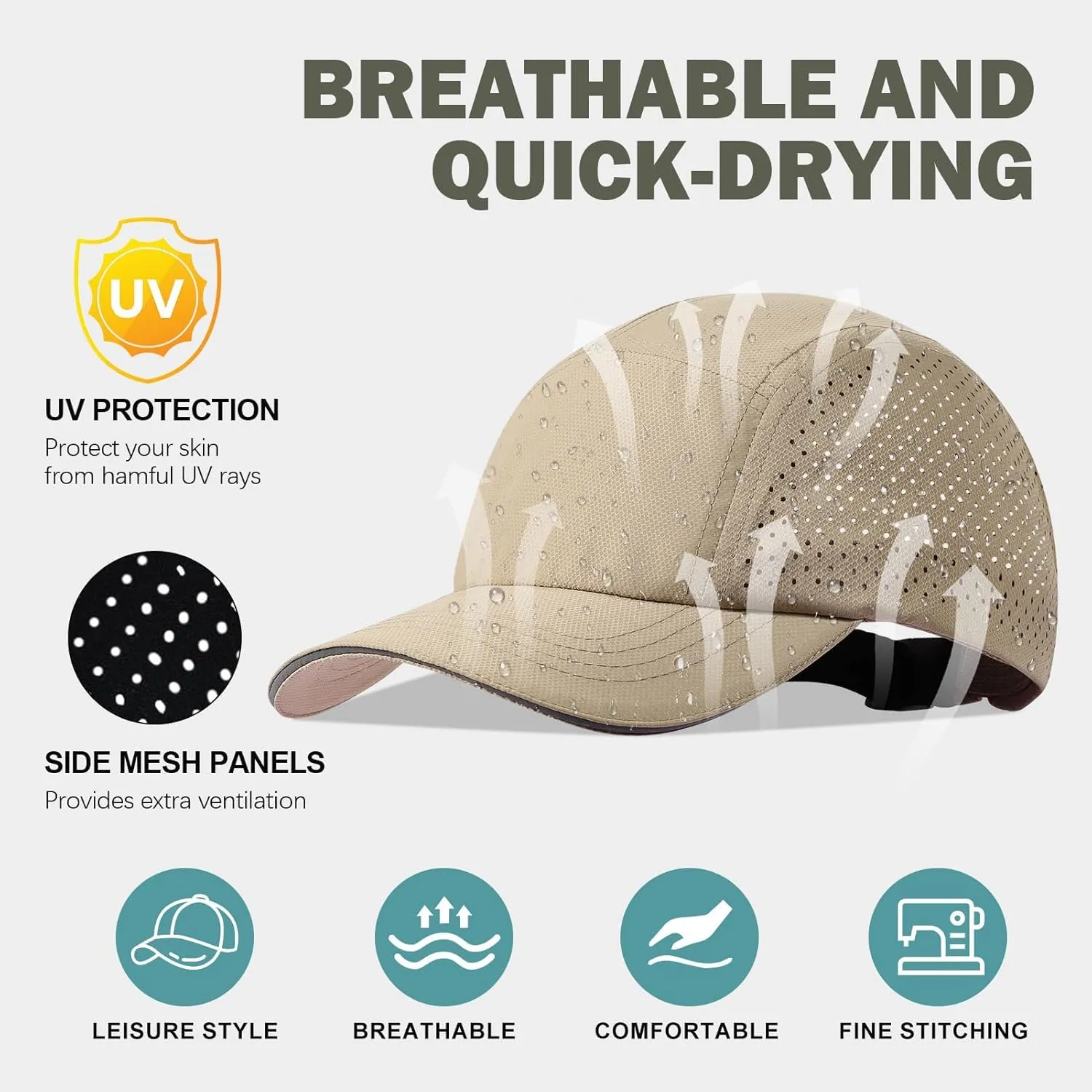 Cooling Breathable Baseball Cap Mesh Quick Dry Sports Cap Lightweight Run Hat with Reflective Trim for Men Women