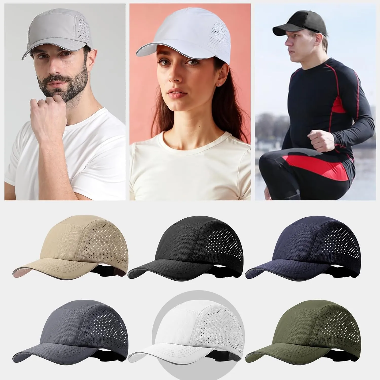 Cooling Breathable Baseball Cap Mesh Quick Dry Sports Cap Lightweight Run Hat with Reflective Trim for Men Women