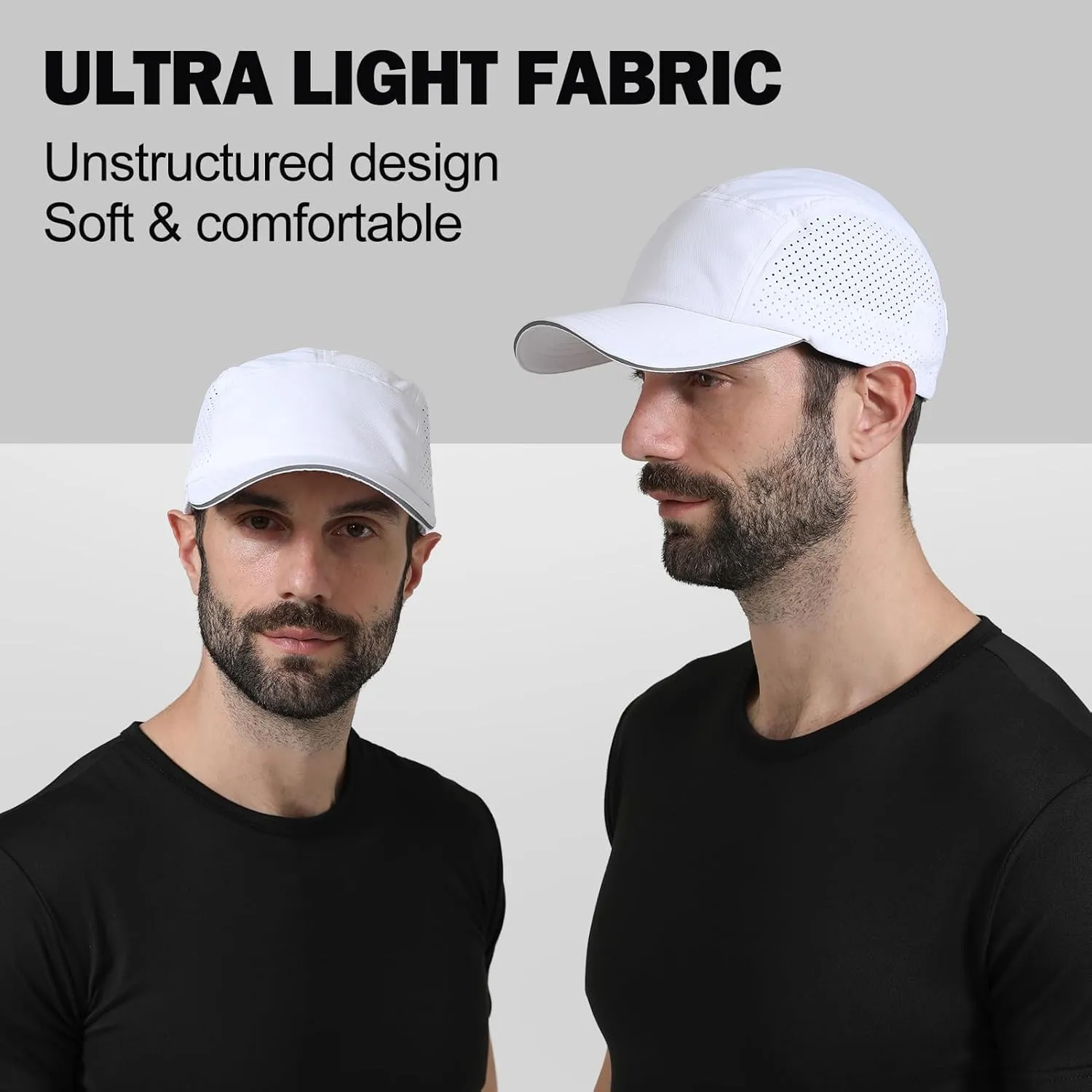 Cooling Breathable Baseball Cap Mesh Quick Dry Sports Cap Lightweight Run Hat with Reflective Trim for Men Women