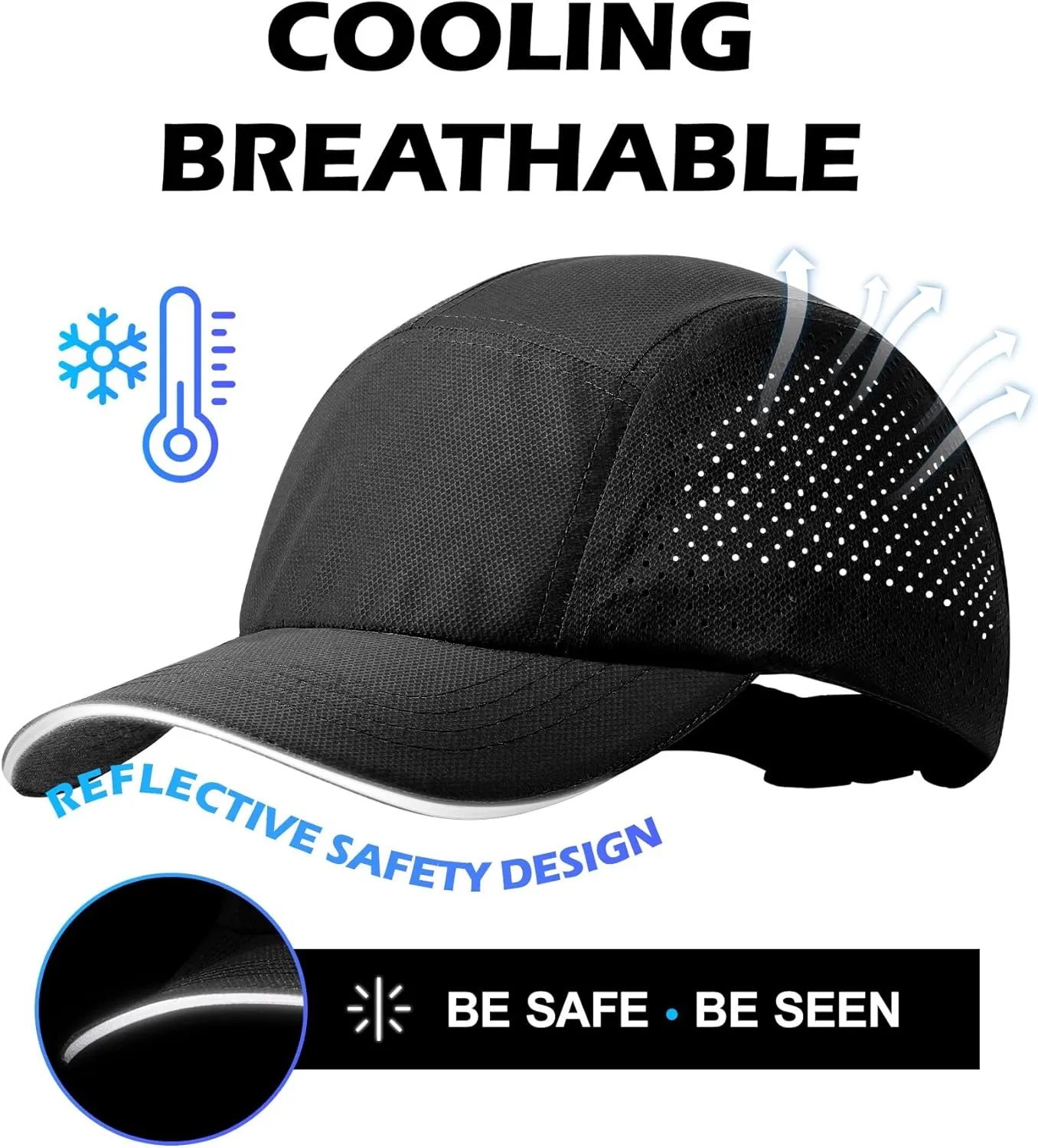 Cooling Breathable Mesh Sports Cap Lightweight Quick Dry Run Hat with Reflective Trim for Men Women Outdoor UPF 50  Sun Hats
