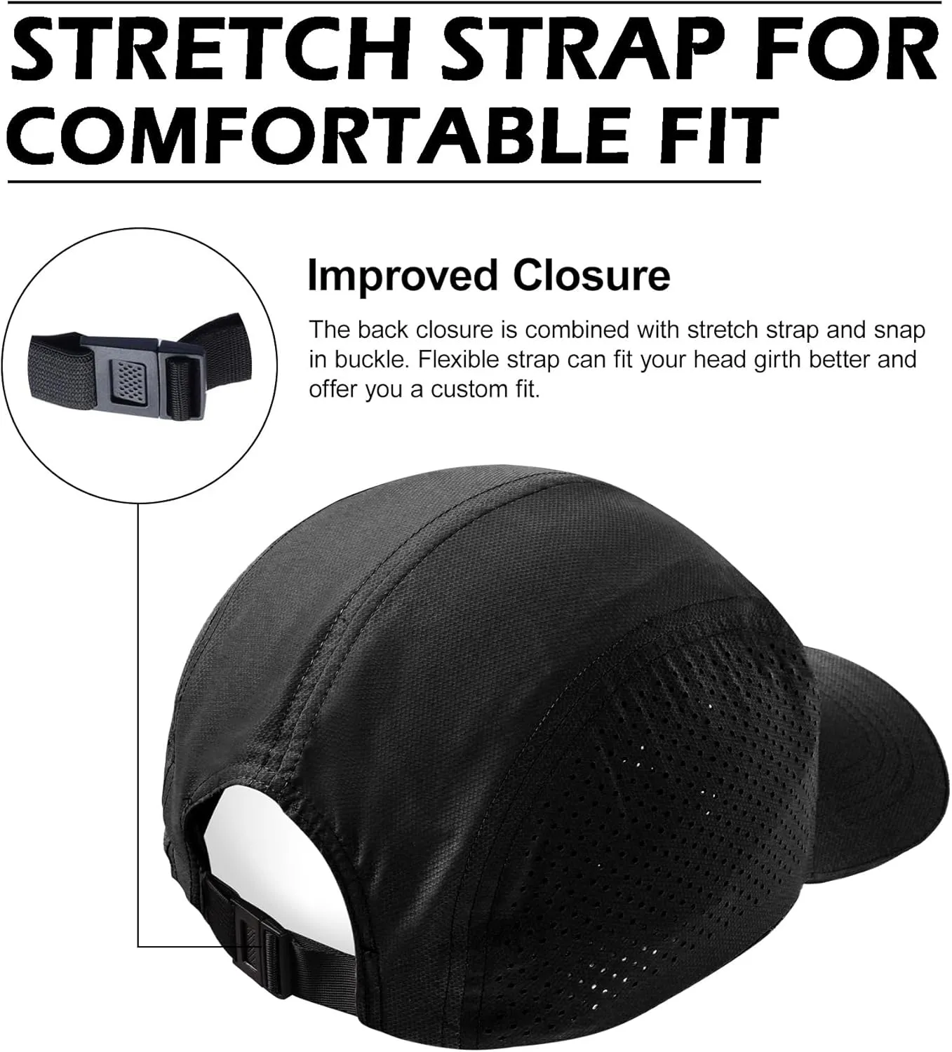 Cooling Breathable Mesh Sports Cap Lightweight Quick Dry Run Hat with Reflective Trim for Men Women Outdoor UPF 50  Sun Hats