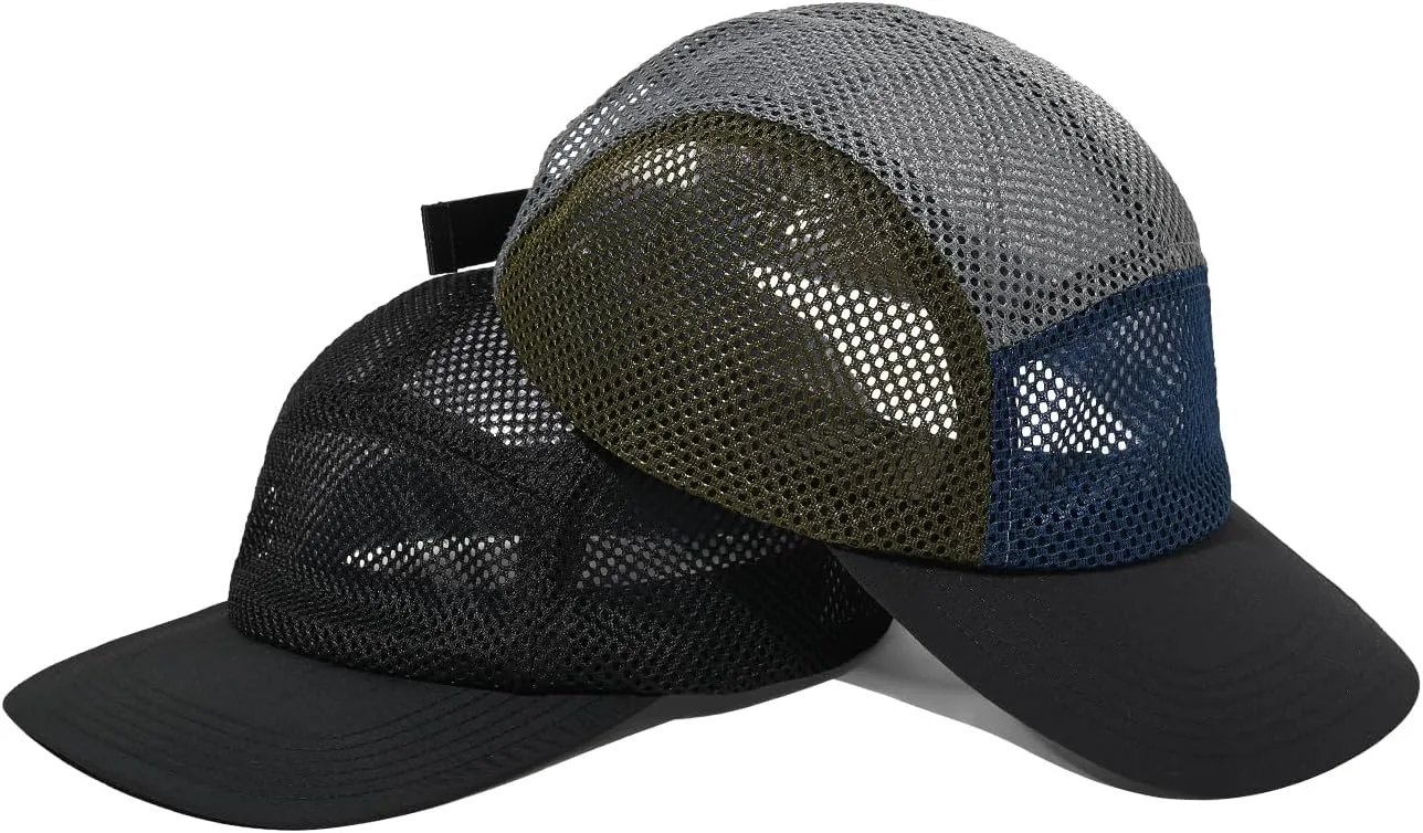Croogo Mesh Baseball Cap Breathable 5 Panel Hat Lightweight Adjustable Trucker Hat Summer Dad Hat Hip Hop Style Flat Brim Hat