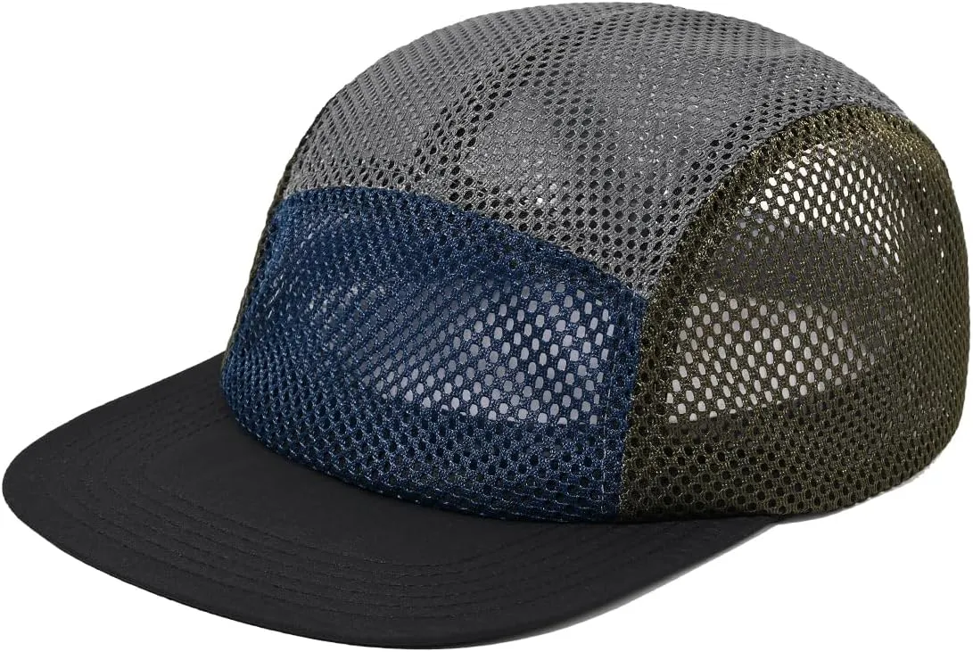 Croogo Mesh Baseball Cap Breathable 5 Panel Hat Lightweight Adjustable Trucker Hat Summer Dad Hat Hip Hop Style Flat Brim Hat