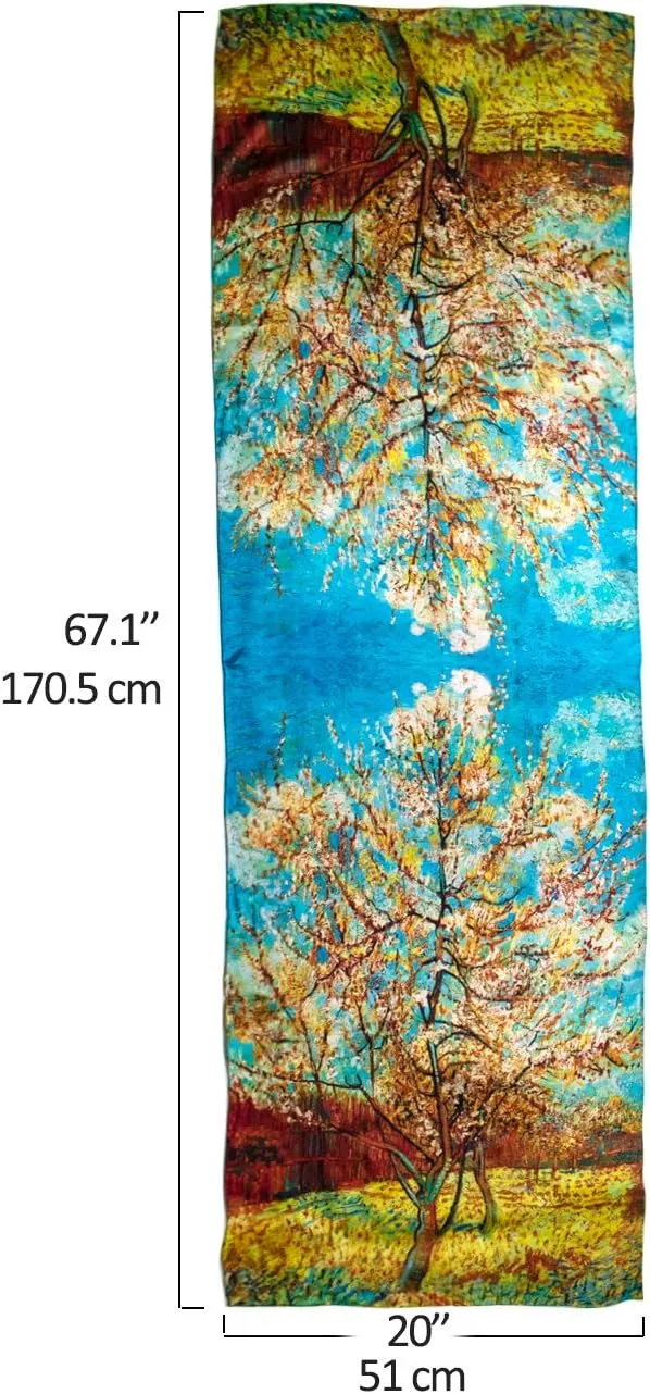Dahlia Women's 100% Luxury Long Silk Scarf - Van Gogh's Art Collection