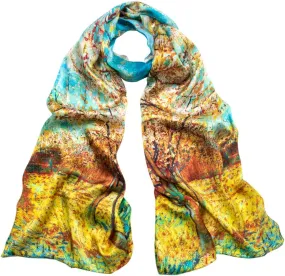 Dahlia Women's 100% Luxury Long Silk Scarf - Van Gogh's Art Collection