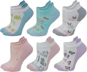 Dr. Motion 6 Pairs Womens Low Cut Ankle Cushioned Breathable Compression Socks