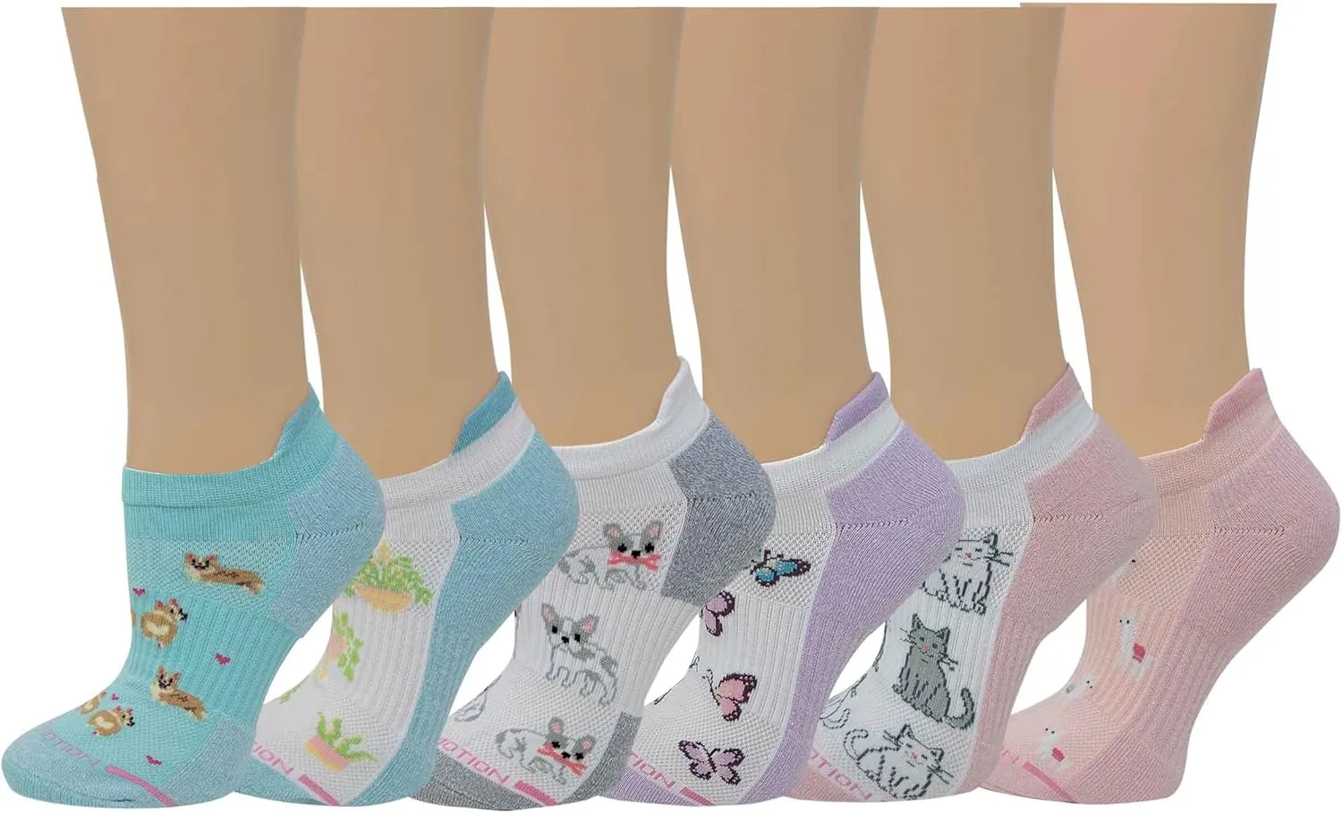 Dr. Motion 6 Pairs Womens Low Cut Ankle Cushioned Breathable Compression Socks