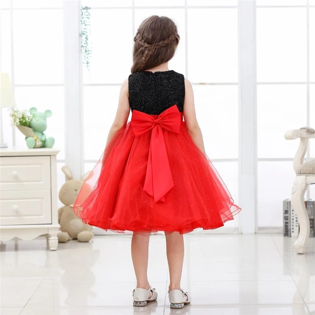 Dressy Daisy Girls Shimmery Special Occasion Dresses Wedding Flower Girl Pageant Gown Party Dress, Black Red