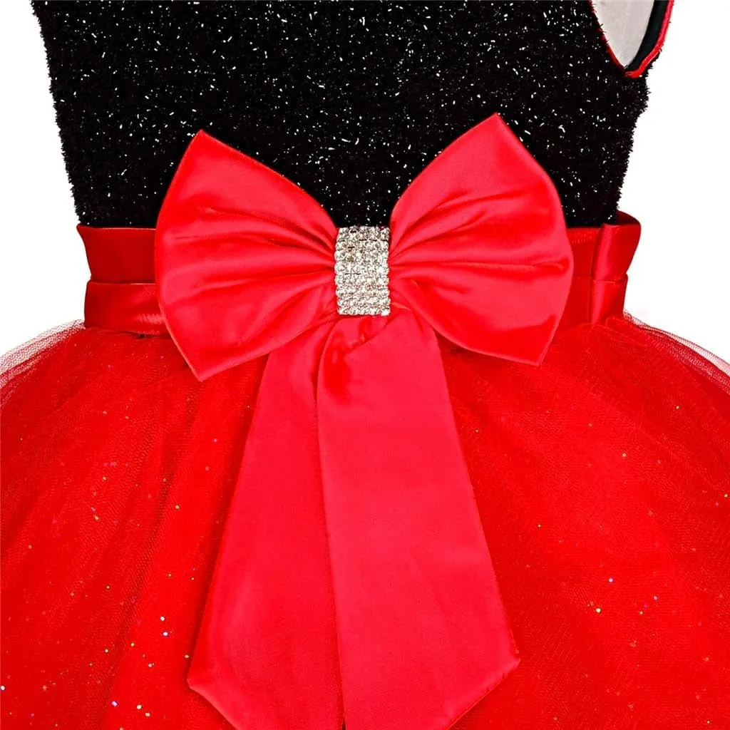 Dressy Daisy Girls Shimmery Special Occasion Dresses Wedding Flower Girl Pageant Gown Party Dress, Black Red