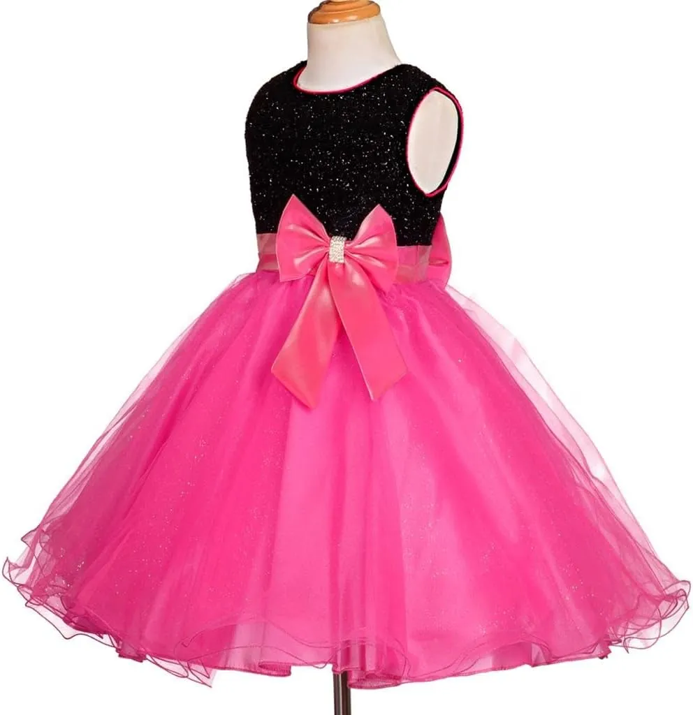 Dressy Daisy Girls Shimmery Special Occasion Dresses Wedding Flower Girl Pageant Gown Party Dress, Black Red