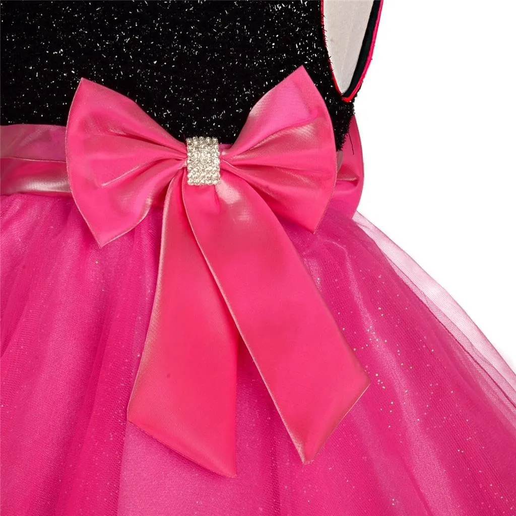 Dressy Daisy Girls Shimmery Special Occasion Dresses Wedding Flower Girl Pageant Gown Party Dress, Black Red