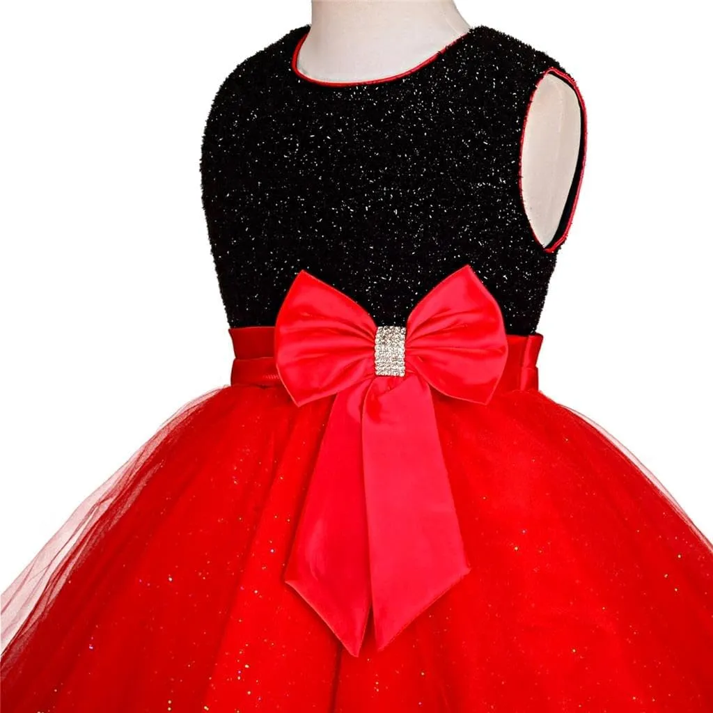 Dressy Daisy Girls Shimmery Special Occasion Dresses Wedding Flower Girl Pageant Gown Party Dress, Black Red