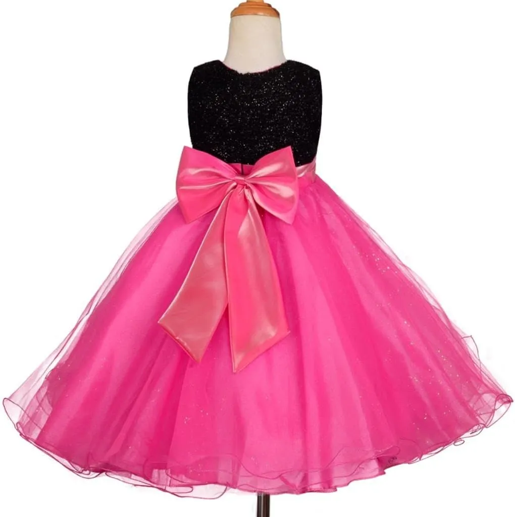 Dressy Daisy Girls Shimmery Special Occasion Dresses Wedding Flower Girl Pageant Gown Party Dress, Black Red