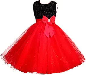 Dressy Daisy Girls Shimmery Special Occasion Dresses Wedding Flower Girl Pageant Gown Party Dress, Black Red