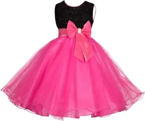 Dressy Daisy Girls Shimmery Special Occasion Dresses Wedding Flower Girl Pageant Gown Party Dress, Black Red
