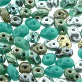 DU05MIX105 African Turquoise SuperDuo Two Hole Czech Seed Beads Tube