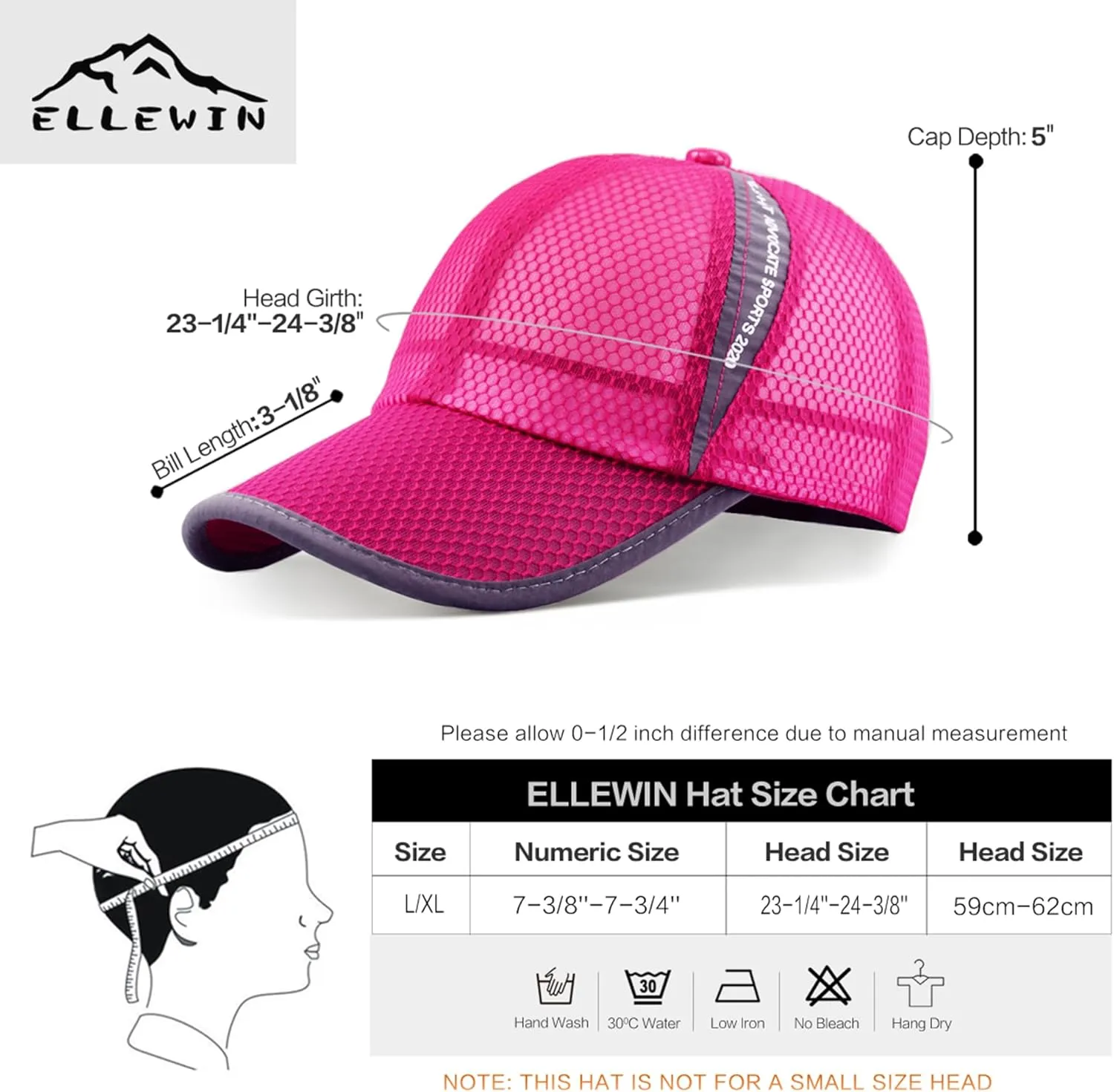 ELLEWIN Unisex Breathable Full Mesh Baseball Cap Quick Dry Running hat Lightweight Cooling Water Sports Hat…