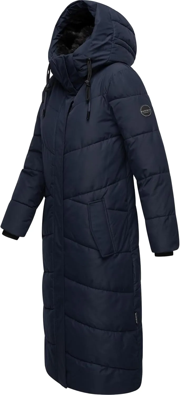 Extra Long Quilted Winter Jacket for Women with Detachable Hood | Puffy Coat in Calf-Length | Hingucker XIV XS-5XL