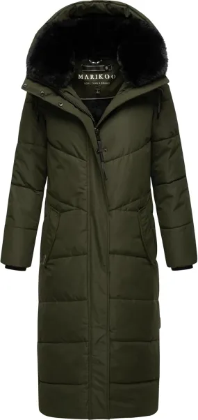 Extra Long Quilted Winter Jacket for Women with Detachable Hood | Puffy Coat in Calf-Length | Hingucker XIV XS-5XL