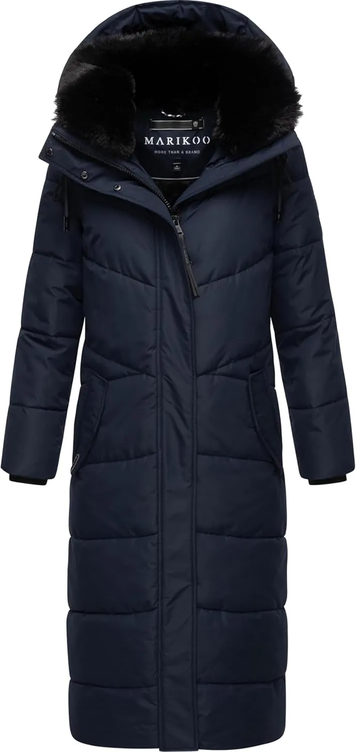Extra Long Quilted Winter Jacket for Women with Detachable Hood | Puffy Coat in Calf-Length | Hingucker XIV XS-5XL