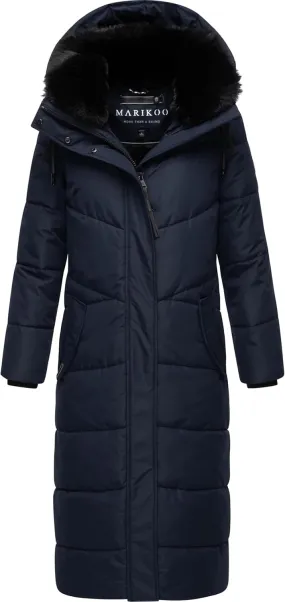 Extra Long Quilted Winter Jacket for Women with Detachable Hood | Puffy Coat in Calf-Length | Hingucker XIV XS-5XL