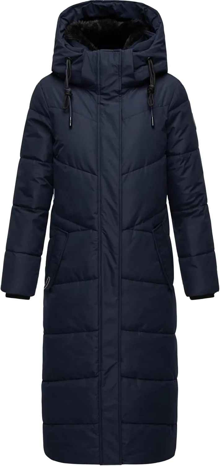 Extra Long Quilted Winter Jacket for Women with Detachable Hood | Puffy Coat in Calf-Length | Hingucker XIV XS-5XL