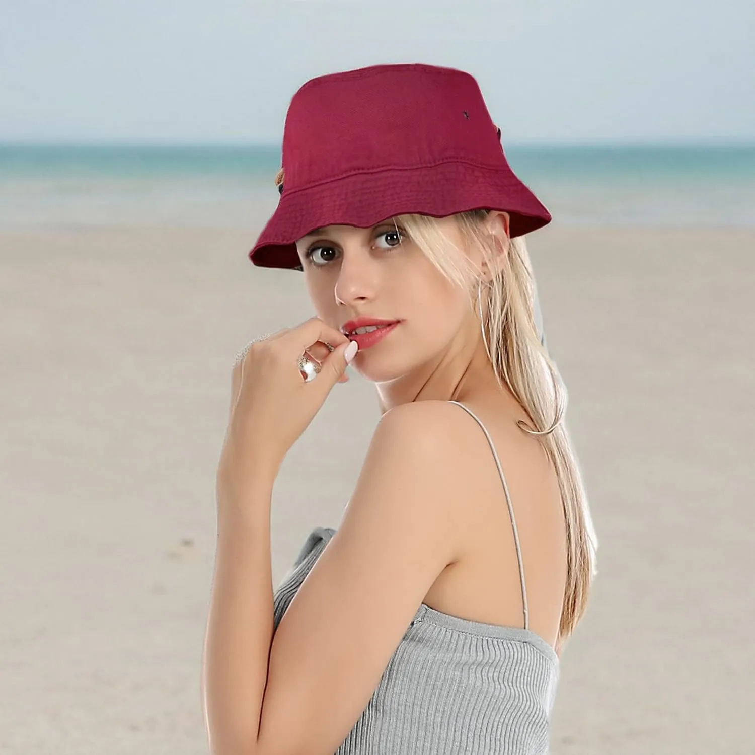 Falari Men Women Unisex Cotton Bucket Hat 100% Cotton Packable for Travel Fishing Hunting Summer Camp