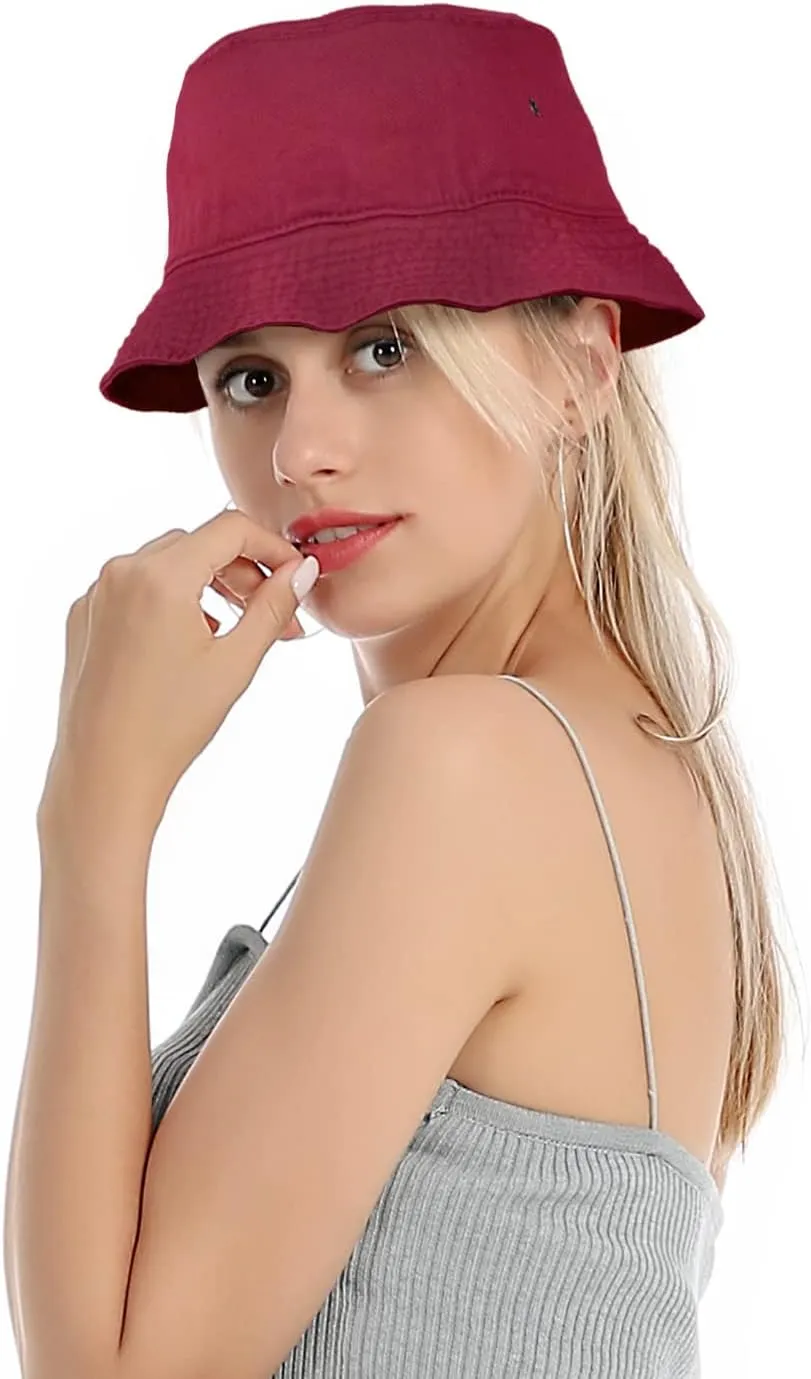 Falari Men Women Unisex Cotton Bucket Hat 100% Cotton Packable for Travel Fishing Hunting Summer Camp