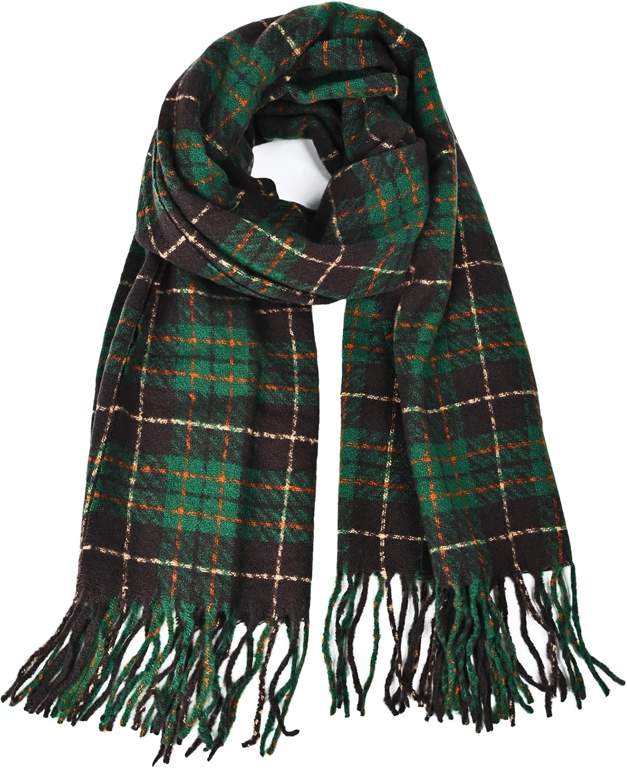 FINIZO Winter Scarf for Women Cashmere Feel Scarfs Large Tassel Plaid Scarf Blanket Wrap Shawl Ladies Gifts