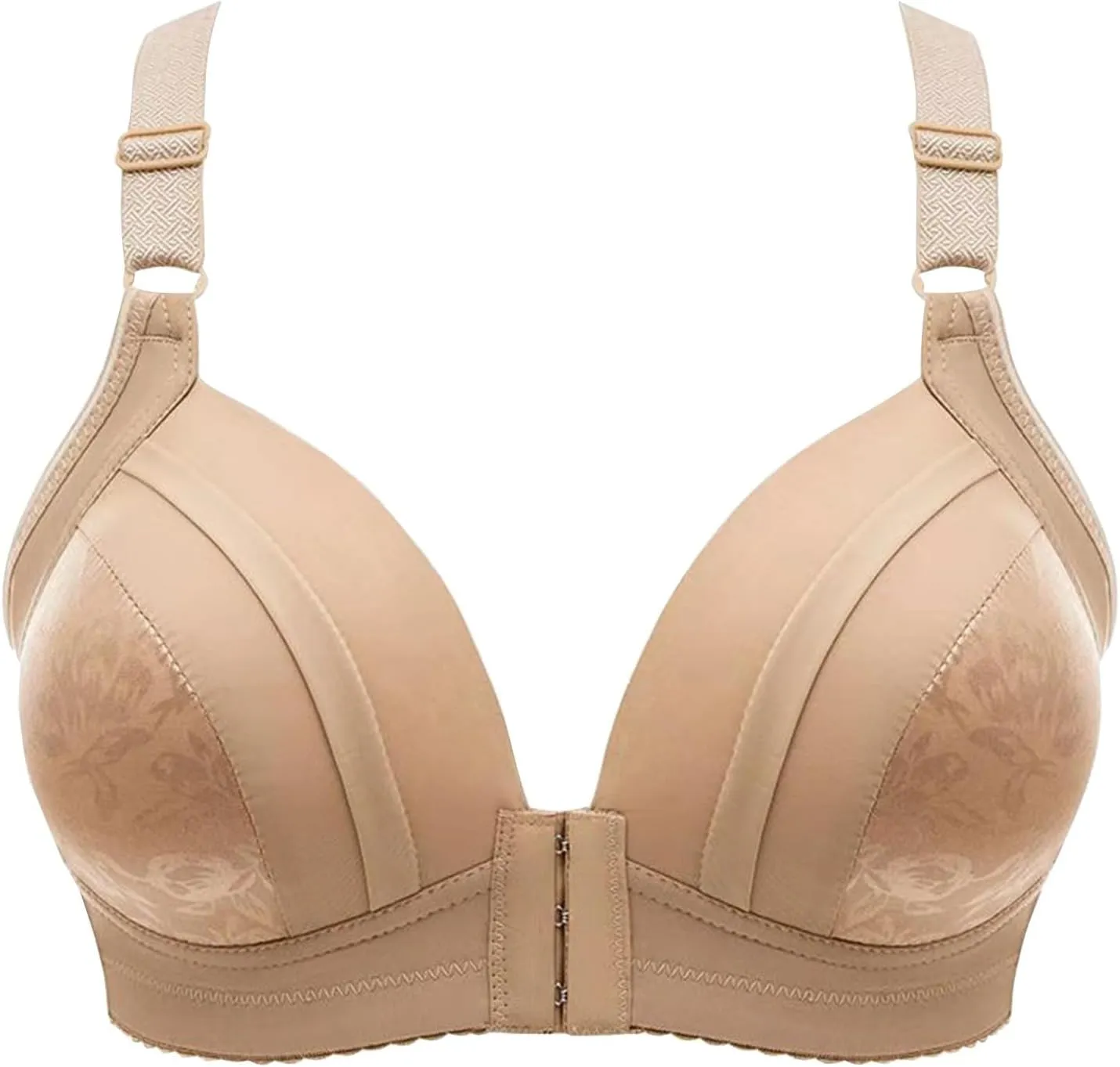 Front Close Lace Bra for Women, Push Up Wirefree Bra Sexy Lace Bra with Deep V Neck Seamless Comfort Brassiere