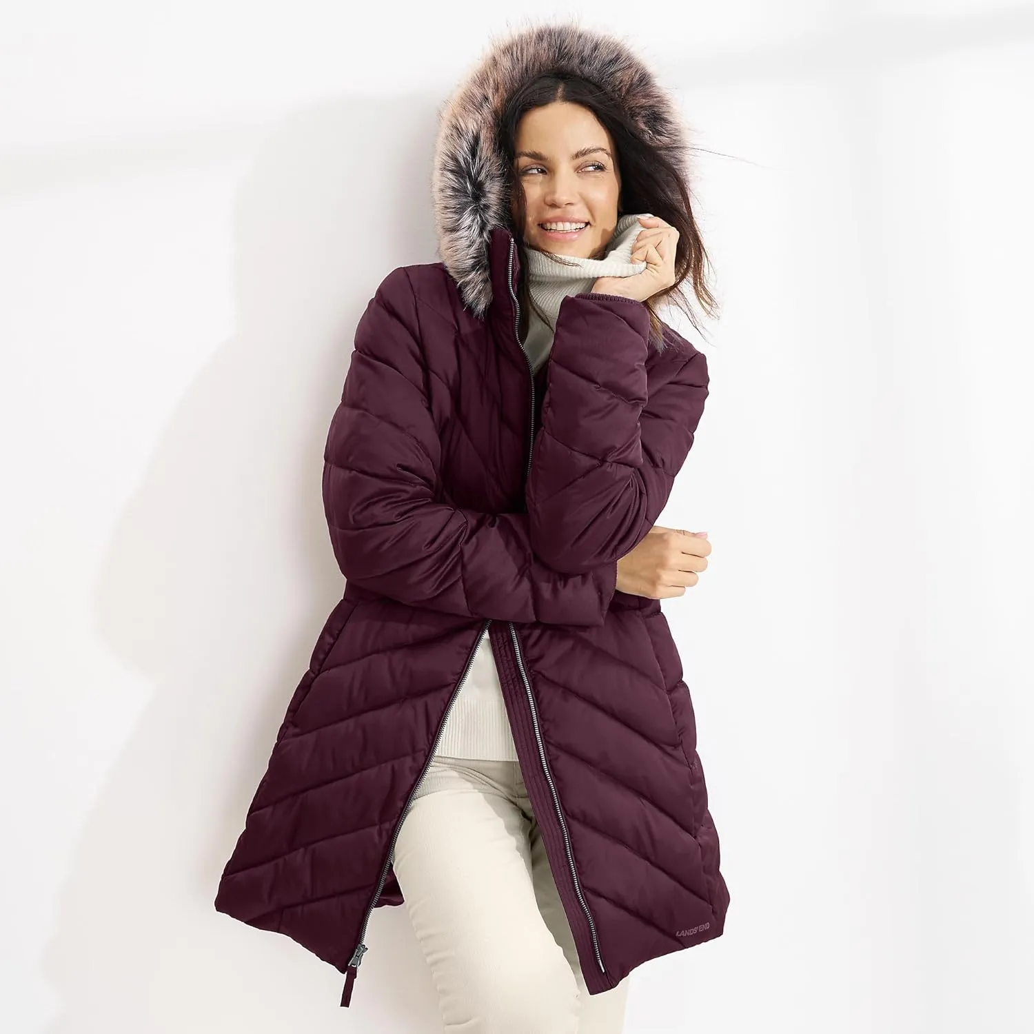 Lands' End Women's Insulated Cozy Fleece Lined Primaloft Coat