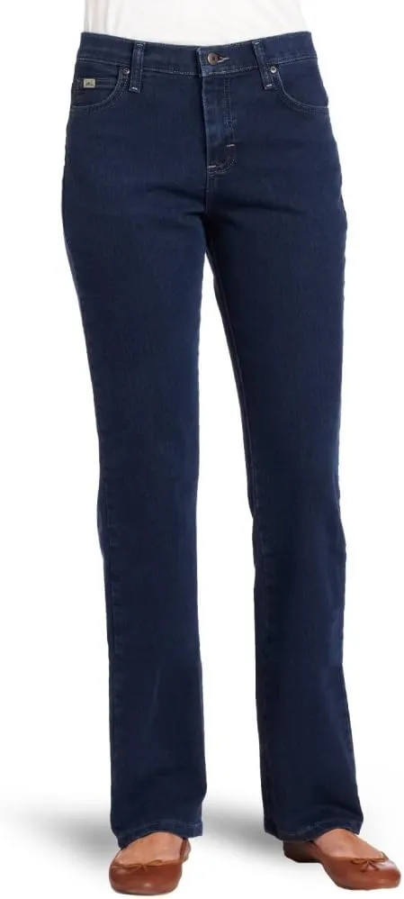 LEE Women's Relaxed Fit Straight Leg Jean, Premium Dark, 8 Long