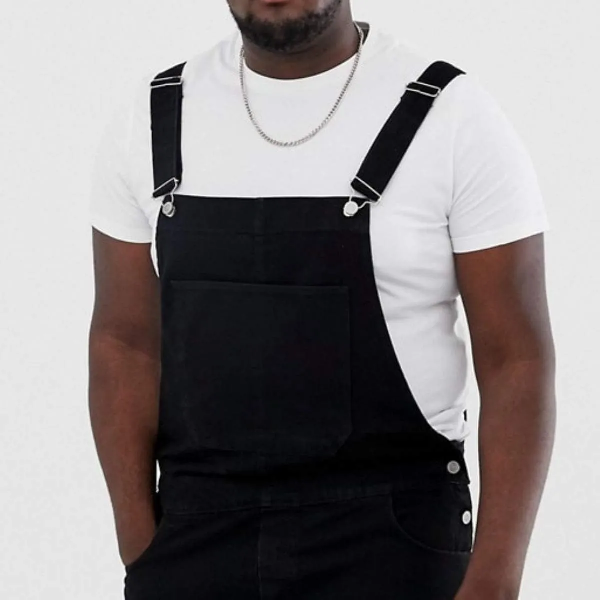 Men's Relaxed Jumpsuit Fit Duck Bib Overall Mens Loose Denim Bib Cargo Jeans Stonewashed Pants