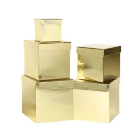 Metallic Gold Christmas Nesting Gift Box, Set of 5