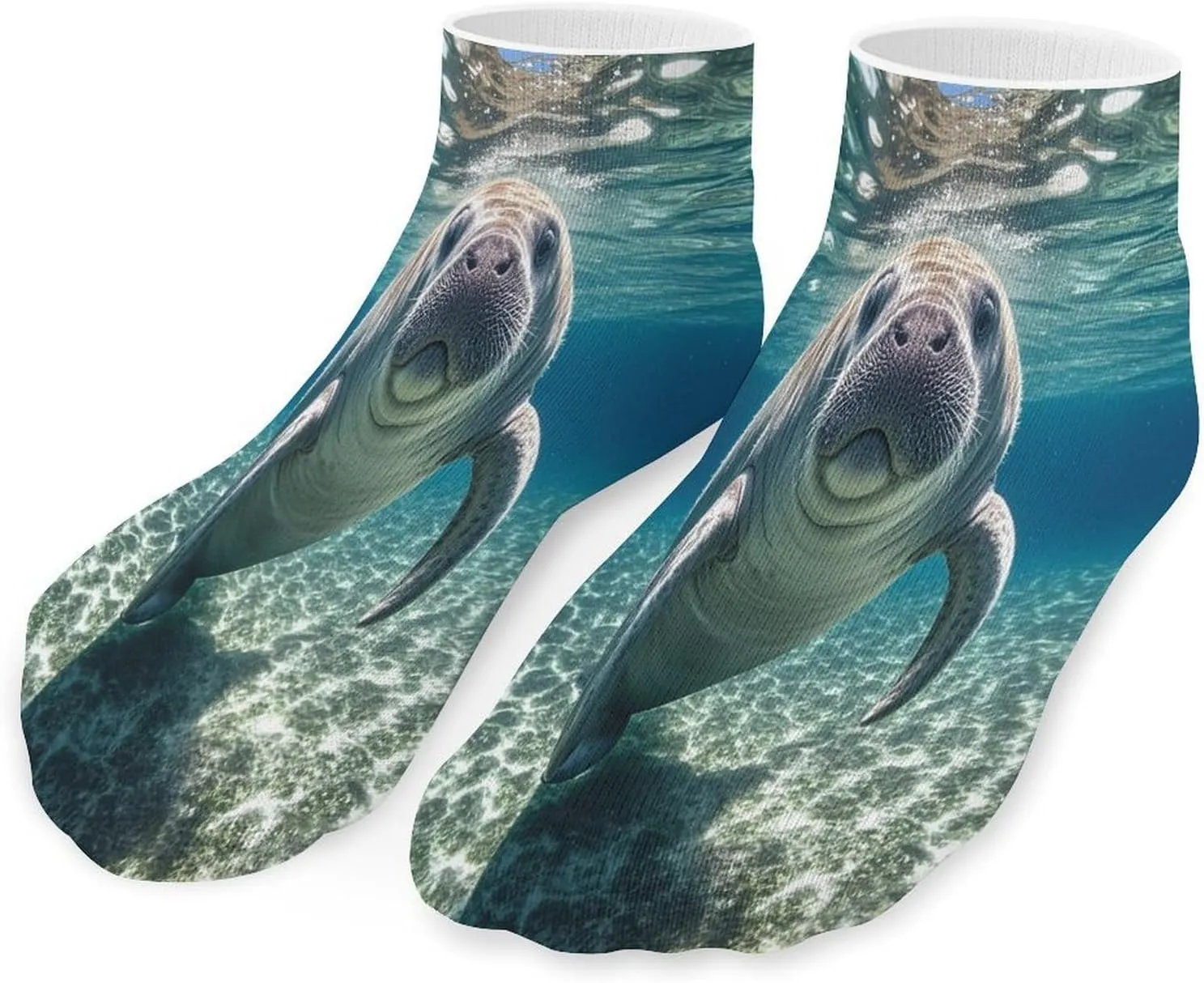 Ocean Animal Manatee Socks Low Cut Ankle Short Sock Novelty Casual Invisible Liner Socks for Men Women