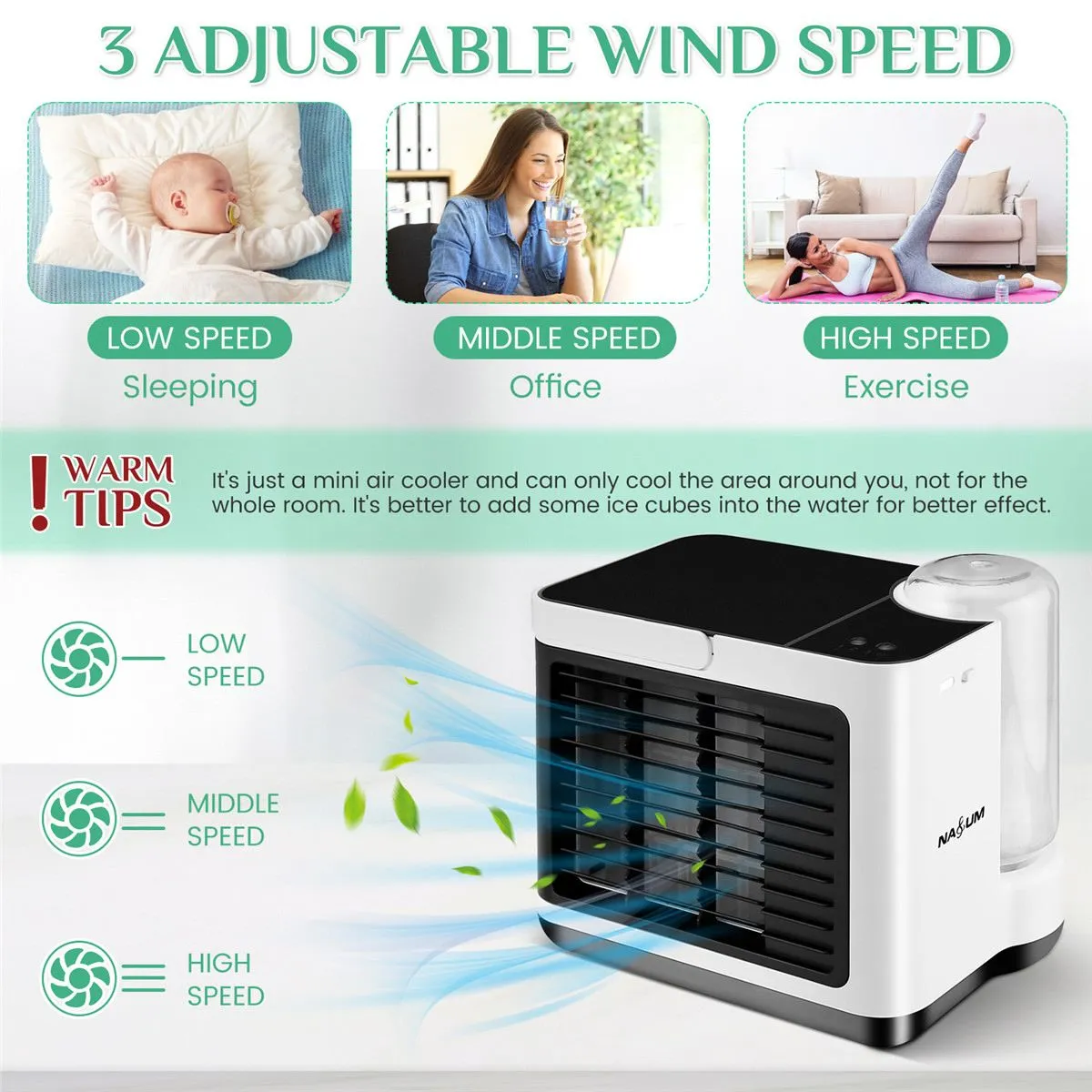 Portable Mini Air Conditioner Fan with Purifier and Humidifier
